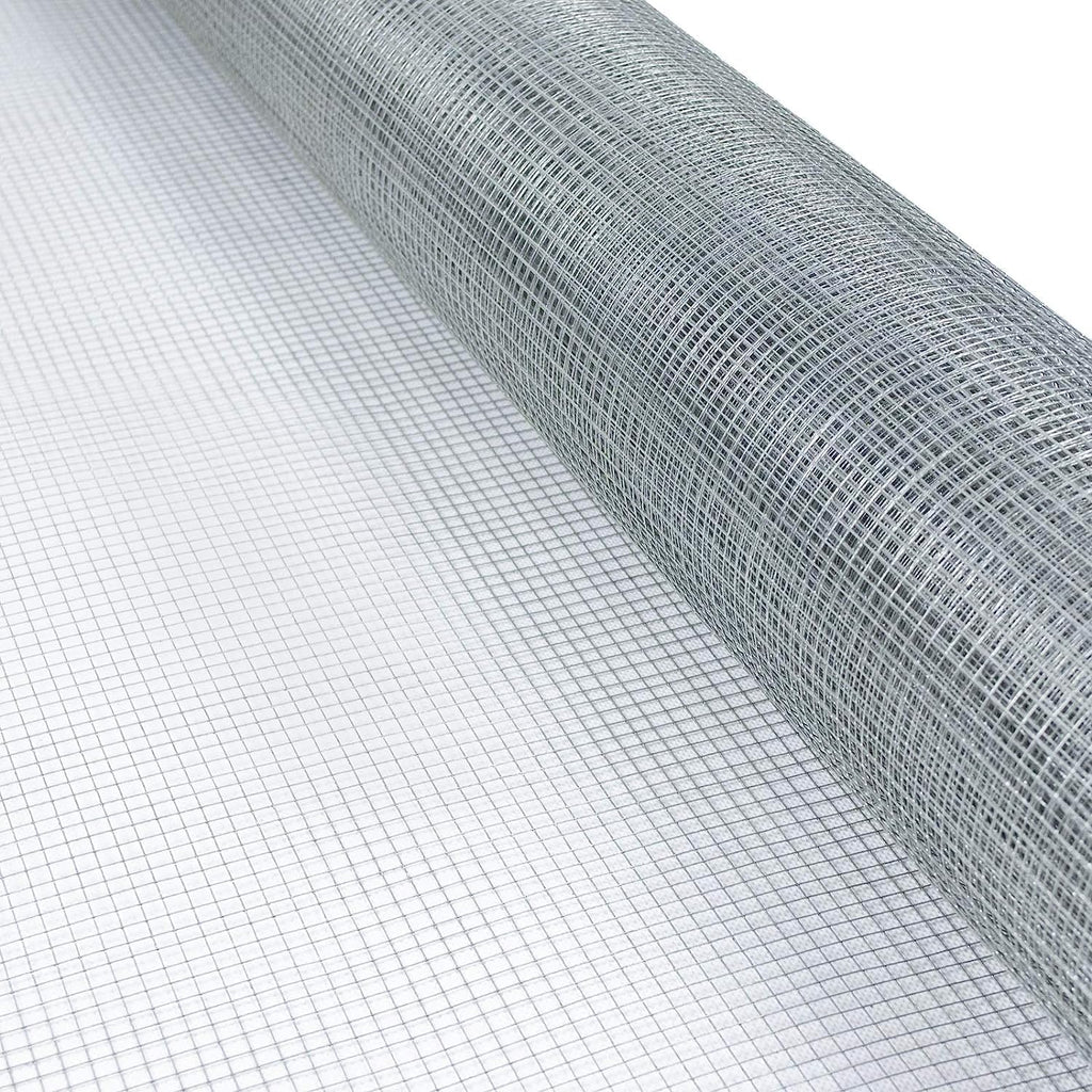 Grille en fil de fer à mailles fines – Taille de maille 6,3 mm – Galvanisée – Rouleau extra long – Grille métallique pour volières, clôtures pour lapins et barrière de jardin contre les rongeurs (jardinière surélevée)