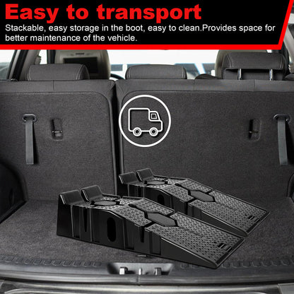 2X Rampes de chargement en plastique robuste à monter par-dessus, adaptées pour moto, voiture, quad, remorque, camping-car - Rampe antidérapante avec base large et plateforme de levage stable, rampe de chargement portable pour véhicule, VTT, pour utilisat