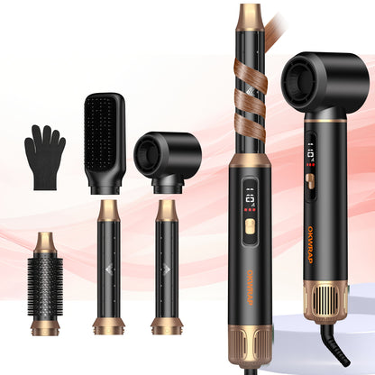 Brosse à air chaud 5 en 1 avec écran LCD, brosse à cheveux chaude détachable, fer à boucler à air, enveloppe à boucler à air, fer à boucler amélioré, brosse à cheveux pour coiffer, boucler et lissage, lissage des cheveux, coiffure de salon