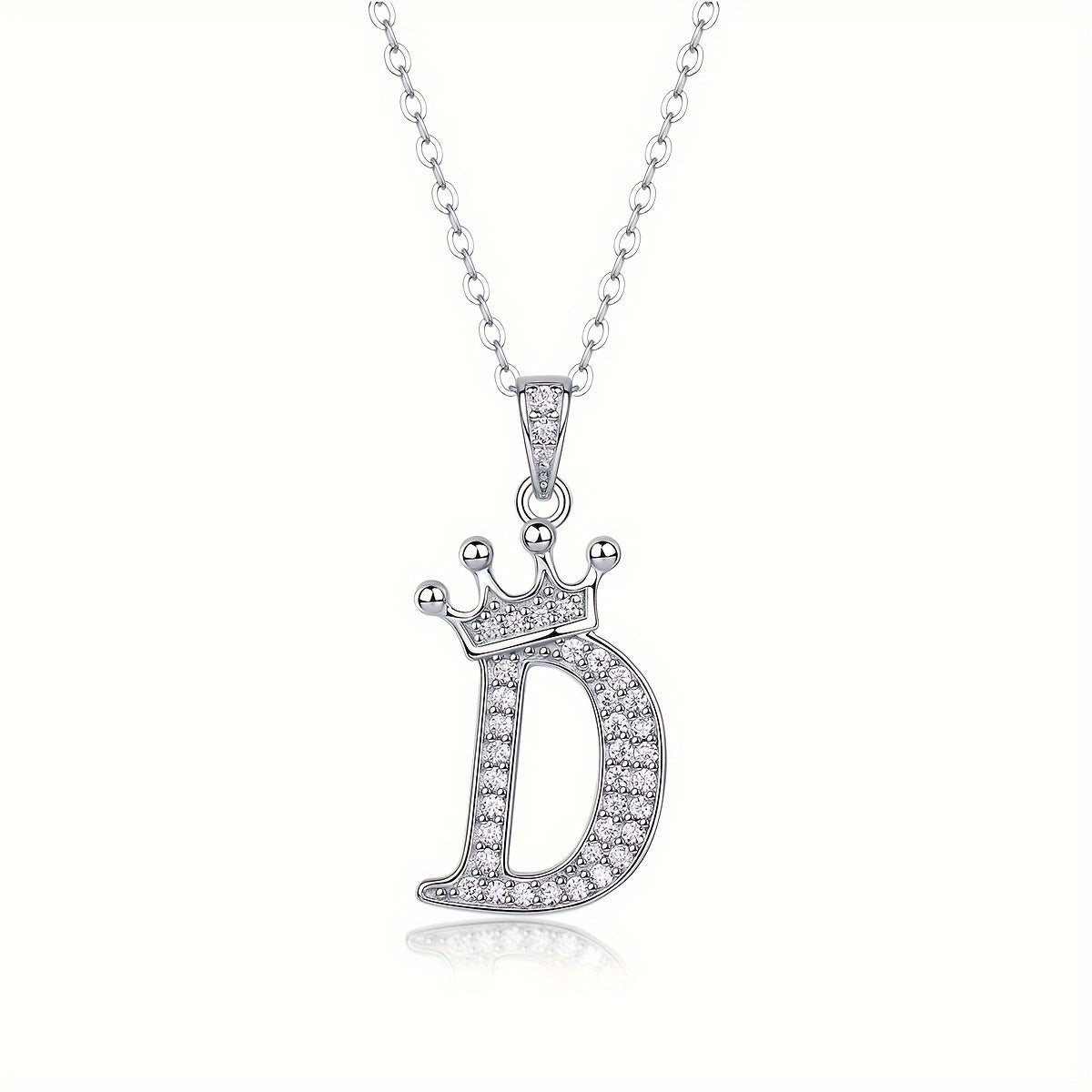Collier lettre couronne en moissanite en argent S925 plaqué, avec 26 pendentifs lettres entièrement sertis, cadeau idéal pour la rentrée, la remise des diplômes, le quotidien, la Saint-Valentin ou les anniversaires