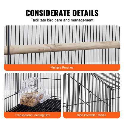 Cage à oiseaux VEVOR 30 pouces, grande cage en métal pour perruches ondulées, calopsittes, petits perroquets, perruches, inséparables, canaris, cage pour oiseaux de compagnie avec support roulant et bac à litière