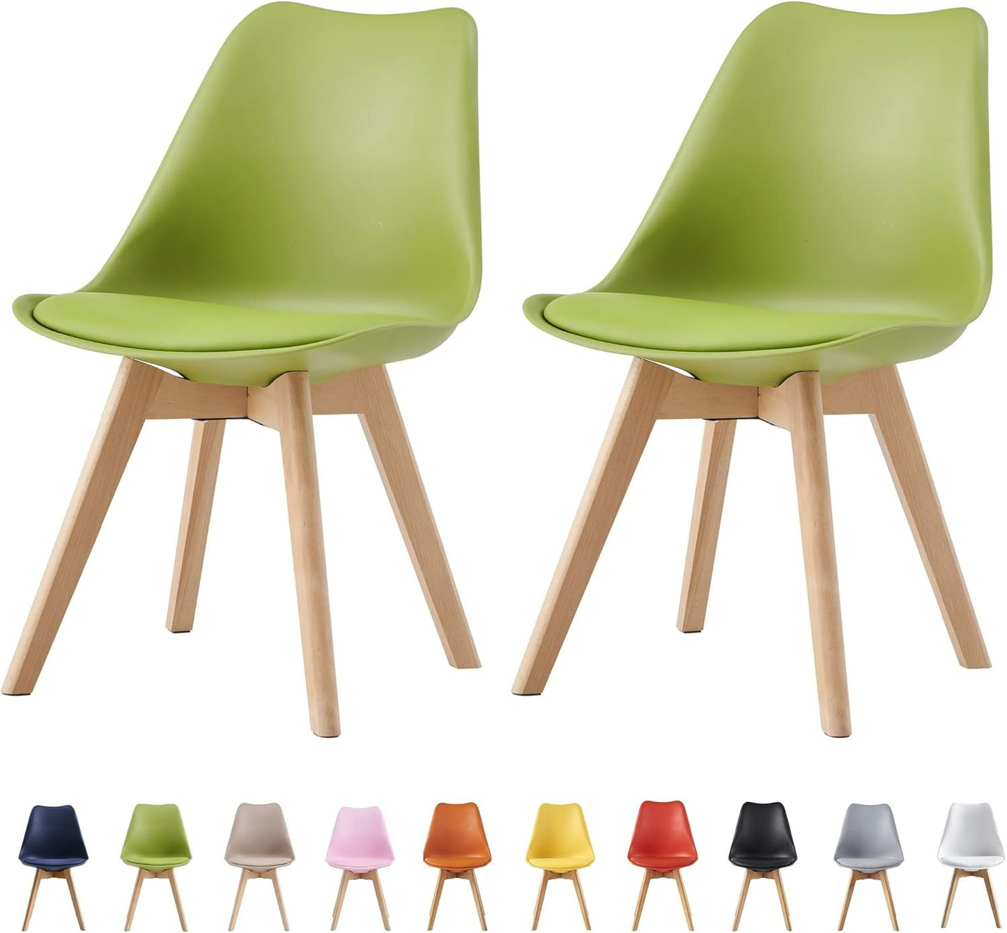 Ensemble de 2 chaises de salle à manger MCC Direct, chaise de cuisine, chaise de bureau, chaise de salon, chaise coquille de designer Eva, disponible en 7 couleurs