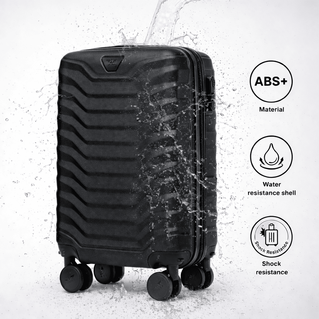 Valise moyenne ABS+ 24" / 65 × 44 × 25 cm / Bagage de voyage / POIGNÉE TÉLESCOPIQUE RÉSISTANTE AUX DOMMAGES, 4 roues PEAFLOW doubles à 360°, Couleur noire