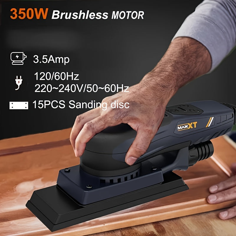 Machine à Poncer MAXXT 3,0 mm, Équipée de Plusieurs Feuilles de Papier Abrasif Multifonction Sans Poussière, Moteur Sans Balais à Vitesse Variable, Adaptée au Travail du Bois (Machine à Poncer 7,8 * 2,7 pouces)