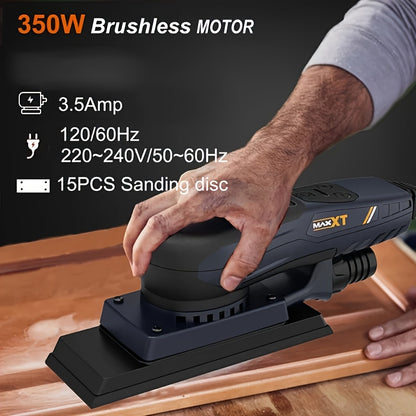 Machine à Poncer MAXXT 3,0 mm, Équipée de Plusieurs Feuilles de Papier Abrasif Multifonction Sans Poussière, Moteur Sans Balais à Vitesse Variable, Adaptée au Travail du Bois (Machine à Poncer 7,8 * 2,7 pouces)