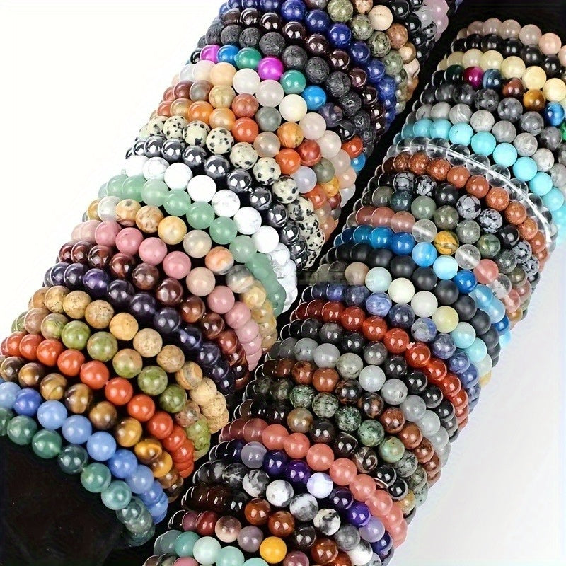 Ensemble de bracelets de perles de verre exquis et tendance de couleur aléatoire, 100 pièces, perles colorées en marbre et verre, motifs uniques, perles rondes de 8 mm en 8 couleurs au choix, conception élastique multicouche, convient aux hommes et aux fe
