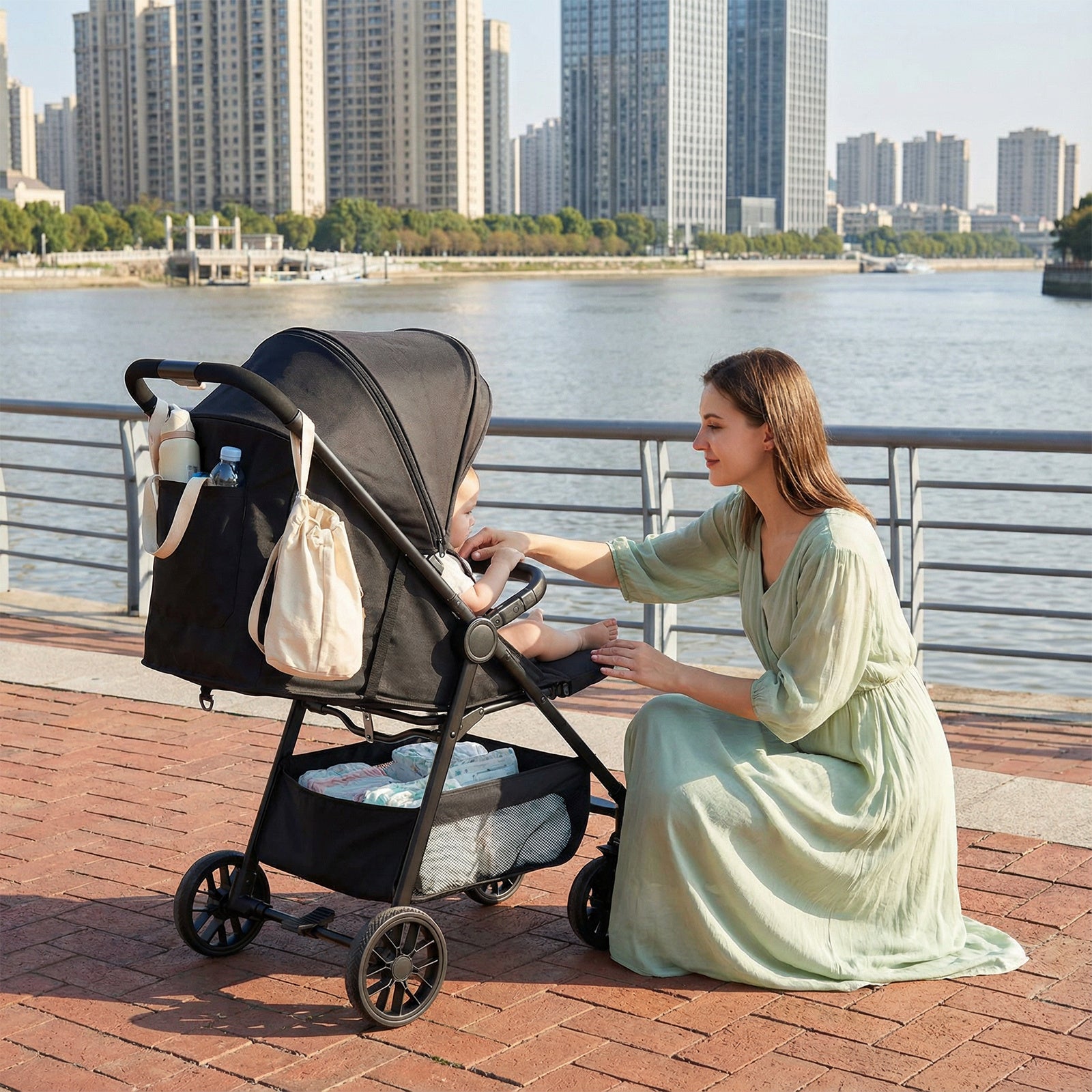 Poussette Bébé, Landau, Poussette pour Tout-Petits avec Siège Inclinable, Poussette Ultra-Compacte avec Grand Panier de Rangement, Auvent, pour Poussette de Voyage