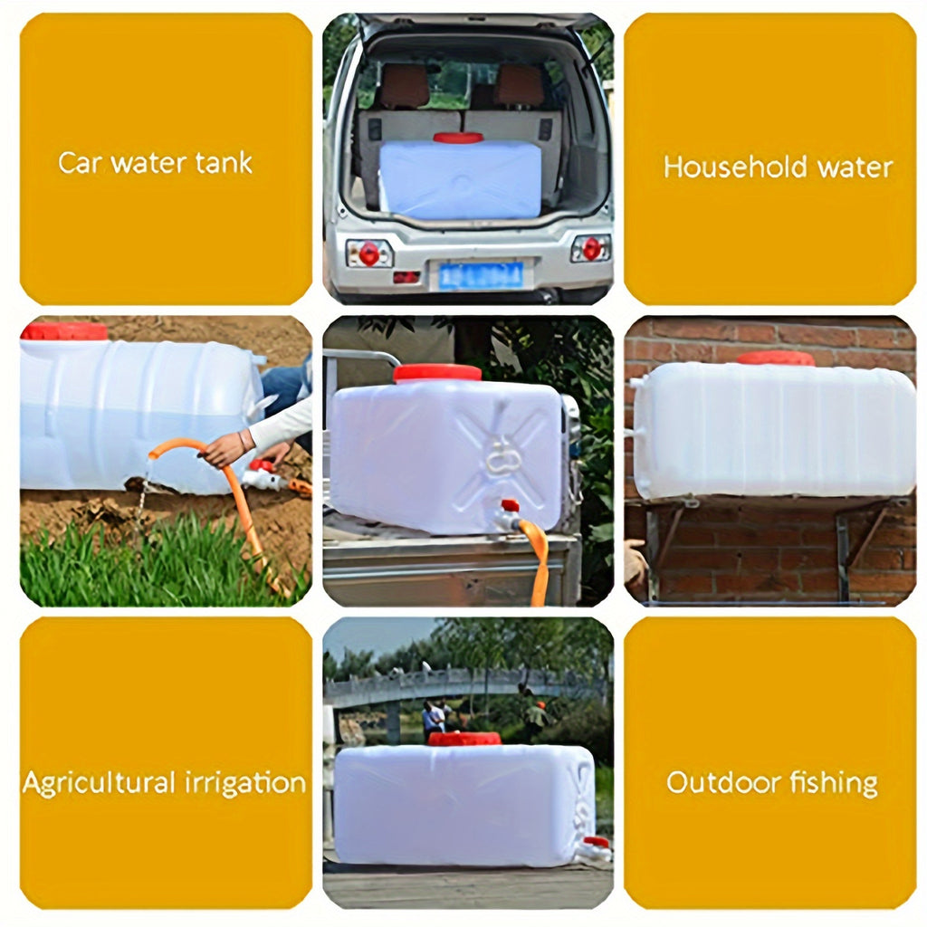 Récipient à eau horizontal portable en plastique de grande capacité pour la maison, résistant aux chutes, avec robinet pour l'eau domestique, le camping, l'extérieur, les voyages en voiture