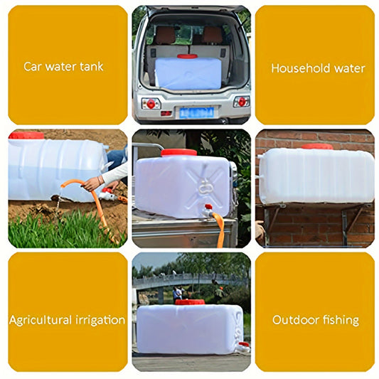 Récipient à eau horizontal portable en plastique de grande capacité pour la maison, résistant aux chutes, avec robinet pour l'eau domestique, le camping, l'extérieur, les voyages en voiture