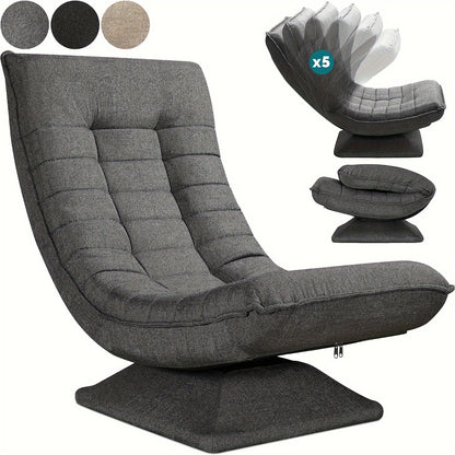 Fauteuil Canapé, Chaise de Sol, Dossier Réglable Rotation 360° Pliable Capacité de Charge 150Kg Design Élégant et Confort Abordable, L'Idéal pour la Décoration Intérieure, Offrant Un Endroit Confortable pour Se Détendre. Noir, Gris