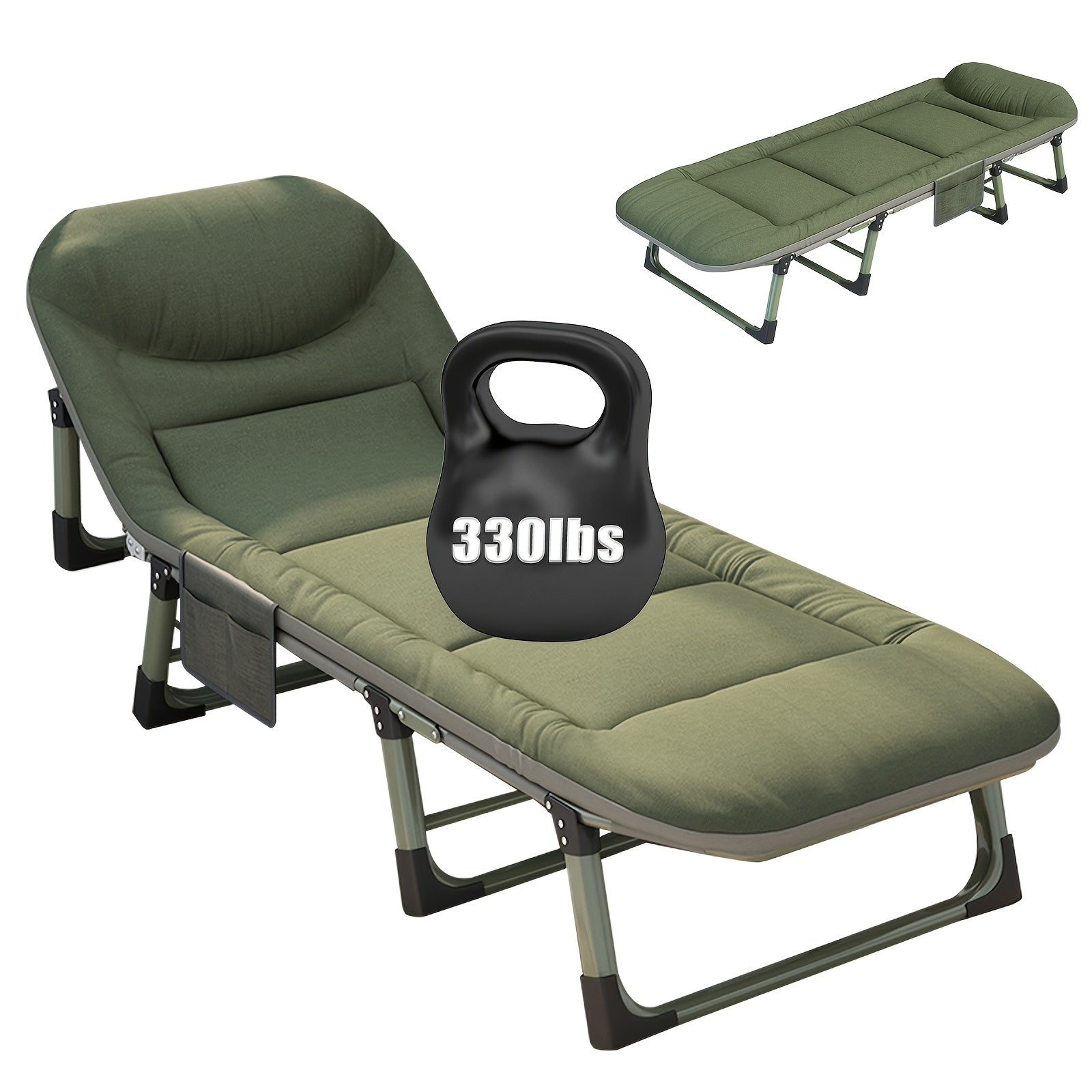Lit Pliant Portable, Lit Pliant avec Matelas, Lit Pliant Robuste avec Cadre Solide, Lit Pliable Qui Peut Supporter 149.69 KG, Lit de Camp Portable pour Camping, Plage, Patio