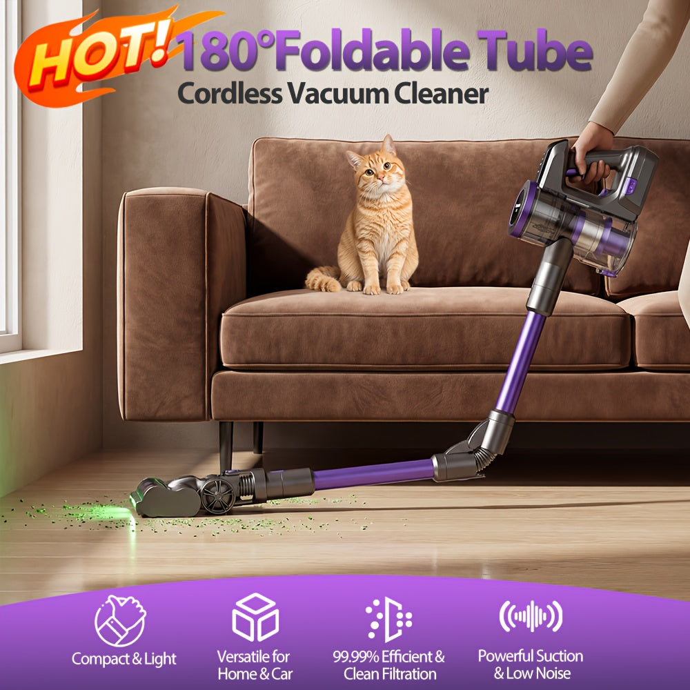 Yanhama Aspirateur sans fil / 70000PA / Aspirateur sans fil 6-en-1 / avec brosse anti-enchevêtrement / Autonomie de 60 minutes / Aspirateur 1,5L / Aspirateur sans fil avec écran LED / Aspirateur à main pour poils d'animaux, sols durs et tapis
