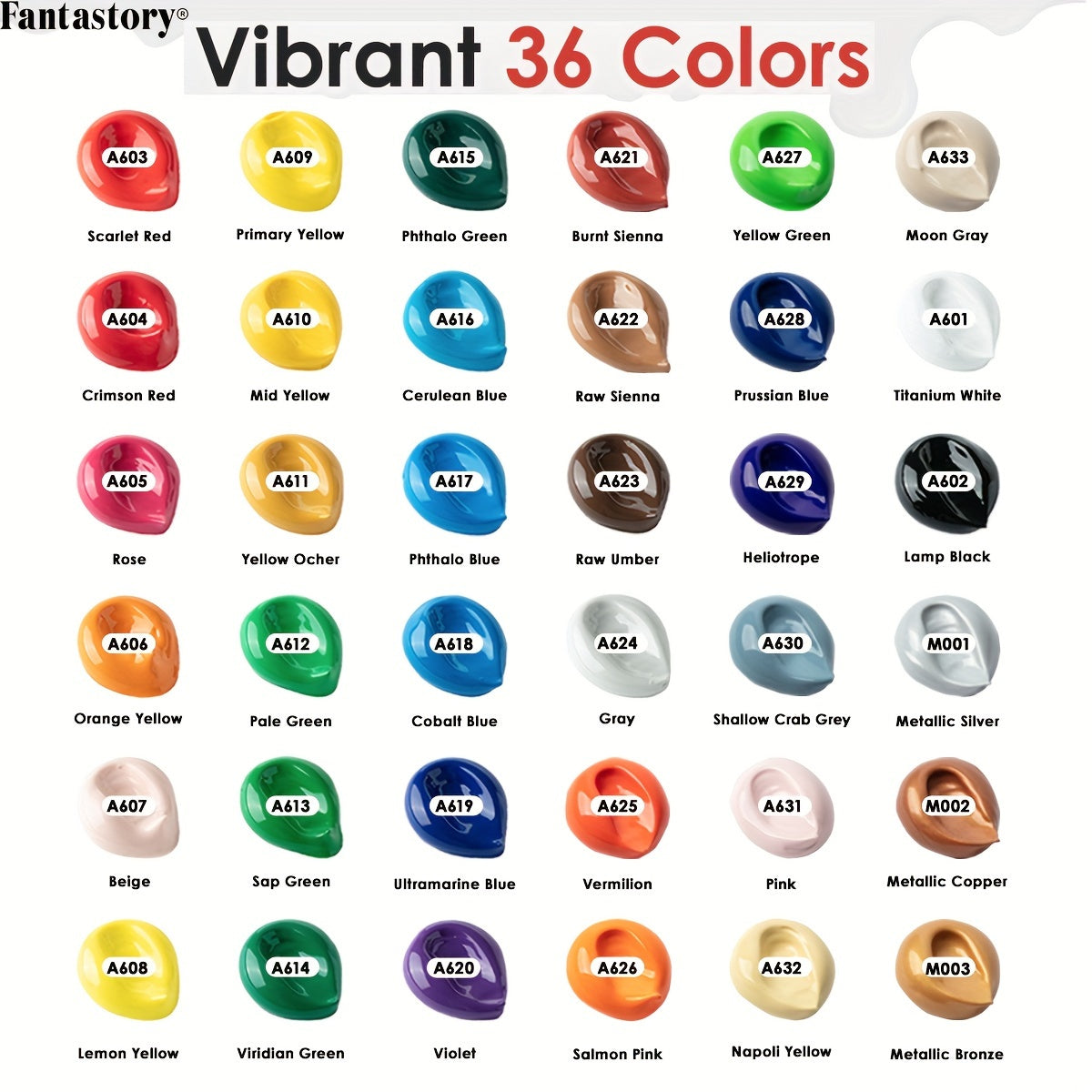 Ensemble de peinture acrylique 36 couleurs classiques (60 ml/2 oz), kit d'accessoires de peinture artisanale professionnelle pour adultes, toile, tissu, roche, verre, pierre, céramique, modèle en bois avec 10 pinceaux, Halloween, automne, décoration de No