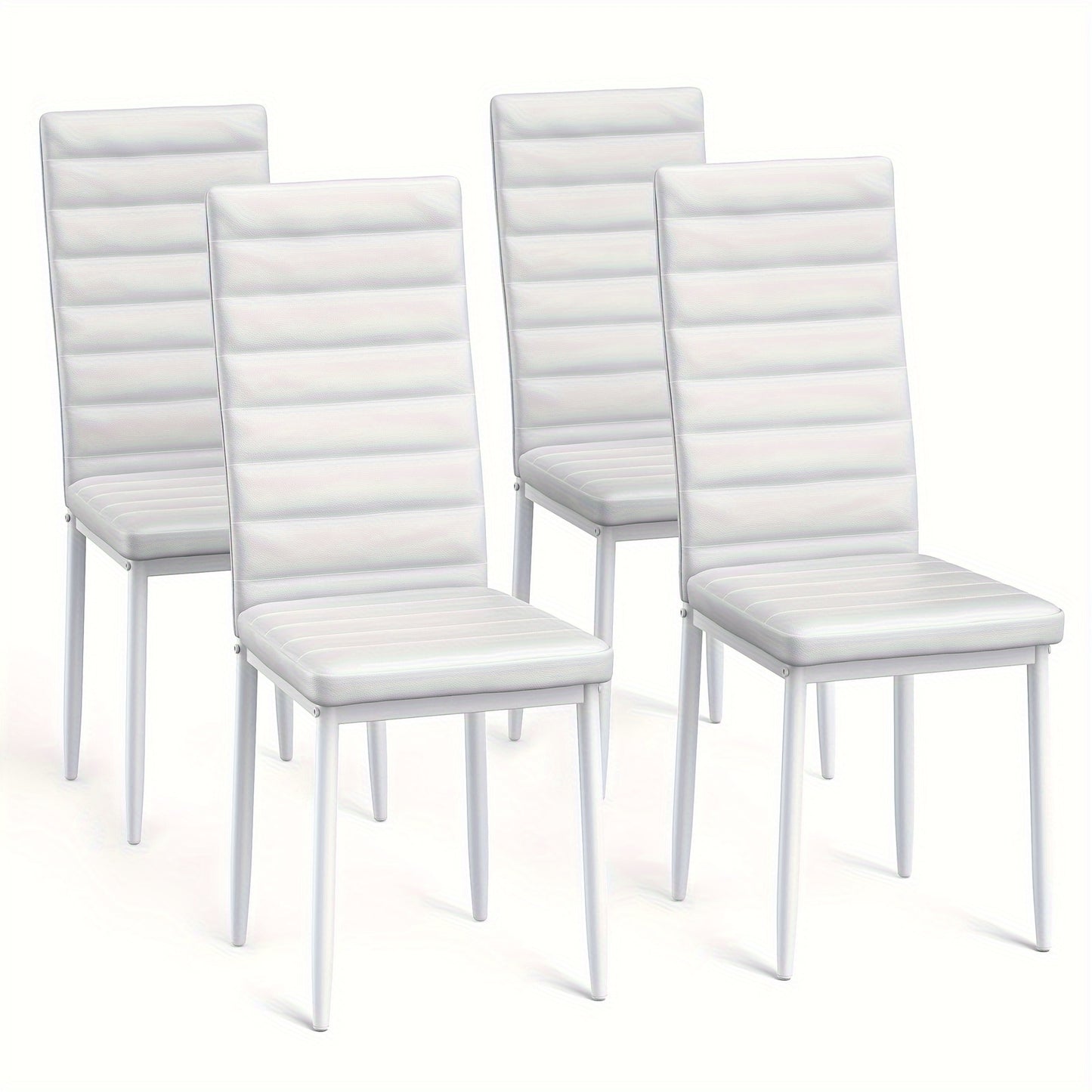 Ensemble de 4 chaises de salle à manger pour cuisine et salle à manger, fausse cuir, dossier haut, moderne