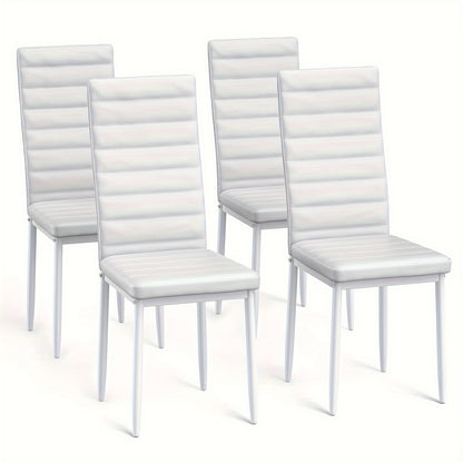 Ensemble de 4 chaises de salle à manger pour cuisine et salle à manger, fausse cuir, dossier haut, moderne