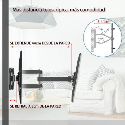Meuble TV TMDS-101 à double pivotant et large base 81,28-218,44 cm, capacité de charge 50,0 kg/VESA 600*400/inclinaison haut et bas -10~10°, convient pour salon/chambre/bureau