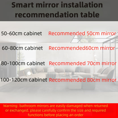 Miroir de Salle de Bain Intelligent Mural de 60 cm de Diamètre, LED Réglable, -Buée, Lumière Froide et Chaude Changeante, Miroir de Maquillage Mural, Miroir de Salle de Bain, Hôtel, Salle de Bain, Miroir Décoratif