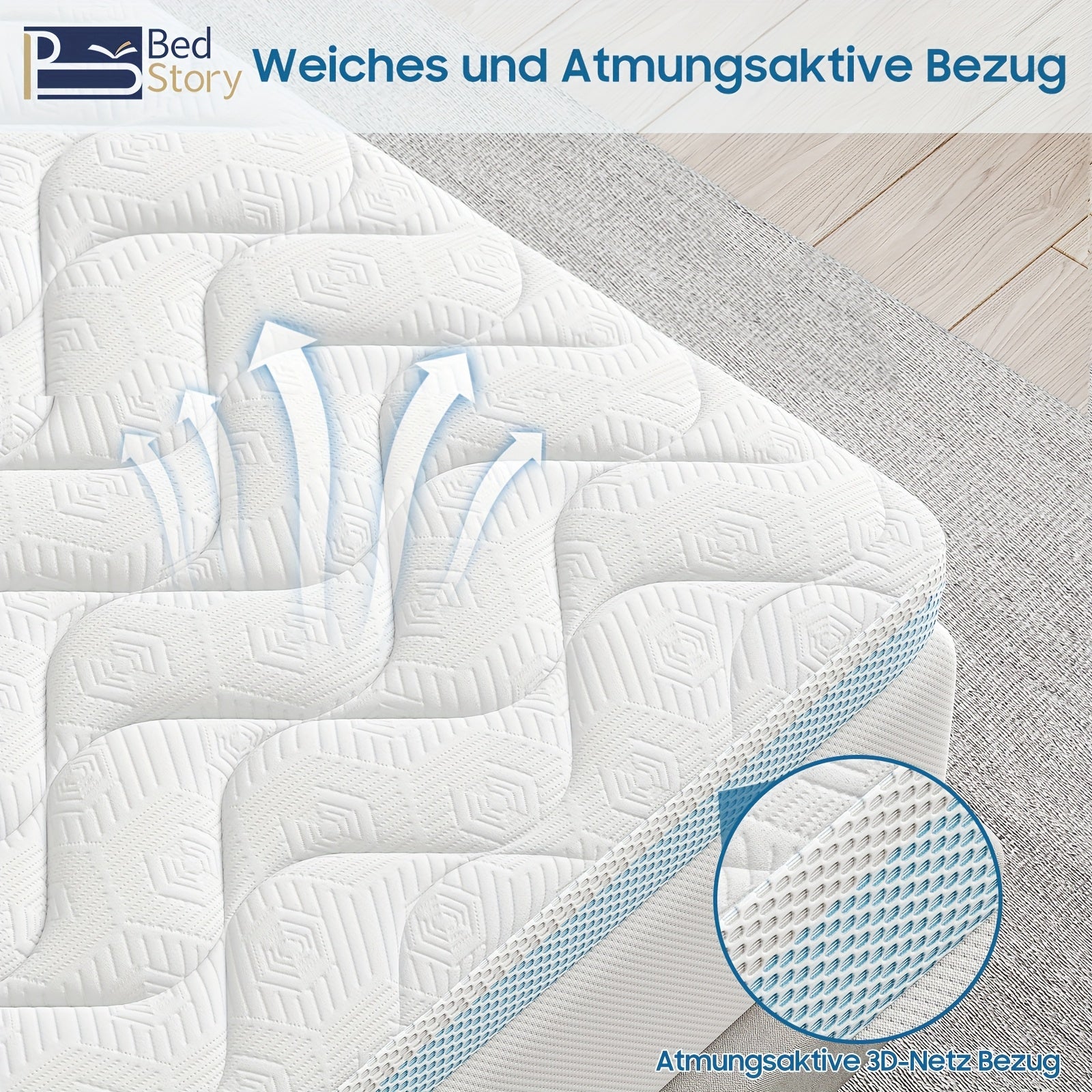 Bedstory Surmatelas Rigide - Surmatelas H5/H6 de 10CM ou 7.5CM en Noyau de Mousse Froide, Double Dureté, Surmatelas Lavable et Respirant avec Revêtement en Maille 3D pour Lit de Lit à Résilience, Caravane, Canapé-Lit