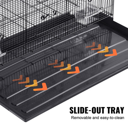Cage à oiseaux VEVOR 30 pouces, grande cage en métal pour perruches ondulées, calopsittes, petits perroquets, perruches, inséparables, canaris, cage pour oiseaux de compagnie avec support roulant et bac à litière