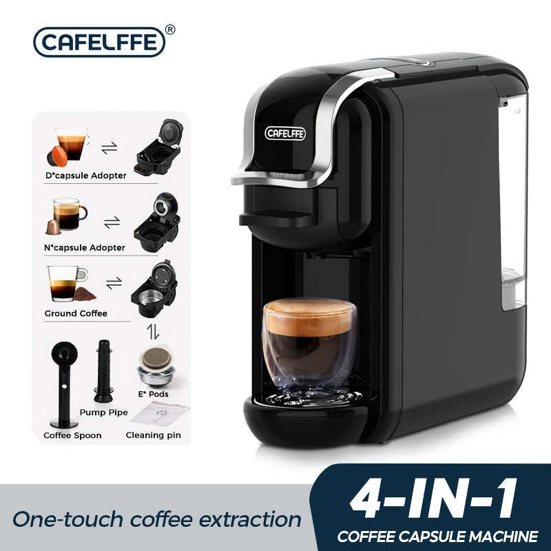 Machine à café capsule 4-en-1 Cafelffe, 20 bar automatique pour machine à café domestique avec préparation à chaud et à froid, compatible avec les capsules Nes*/DG* / les dosettes ESE / le café moulu, chauffage instantané pour une préparation rapide, tail