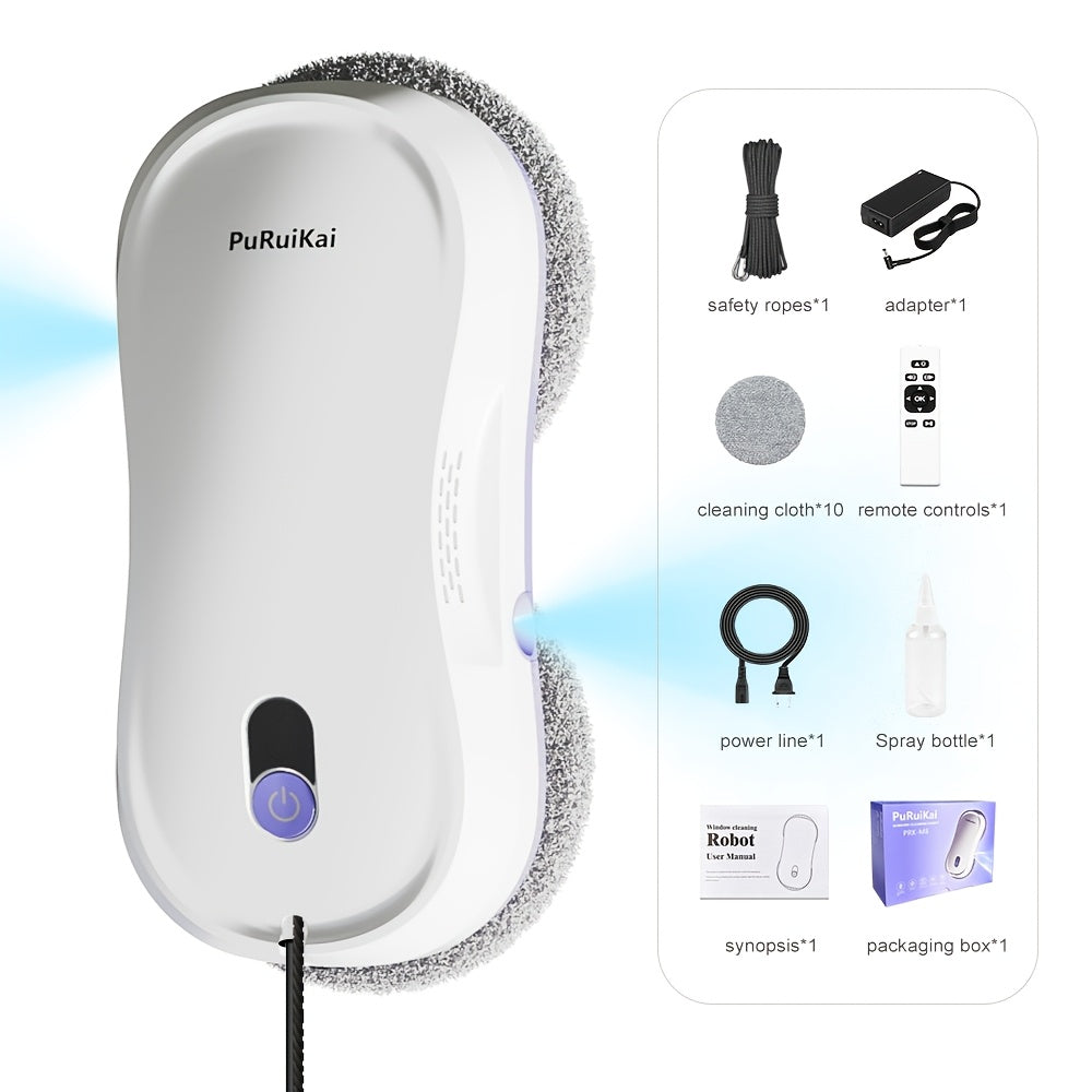 Le Puruikai M8 est un nouvel appareil conçu pour le Black Friday et Noël, fonctionnant comme un robot intelligent pour le nettoyage des fenêtres. Ce modèle compact est équipé de double buses de pulvérisation automatique spécialement conçues pour le nettoy