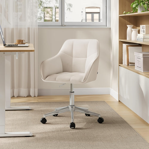 1X Chaise de Bureau Maison, Chaise de Bureau, Chaise Pivotante, Chaise de Cosmétique, Hauteur Réglable, Capacité de Charge Jusqu'à 150 Kg, avec Accoudoirs, Siège en Velours, pour Chambre à Coucher, Bureau, Salon