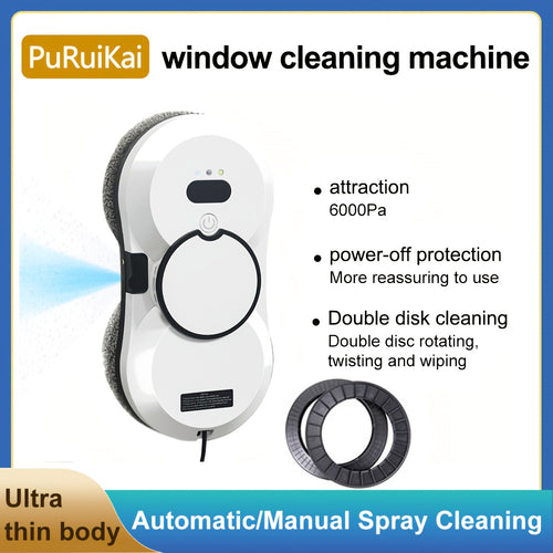 Puruikai 10pcs Nettoyeurs de Vitres Muraux - Machine de Nettoyage de Vitres Entièrement Automatique, Robot de Nettoyage de Vitres, Robot de Verre à Double Jet Automatique, Artéfact de Nettoyage de Vitres Intelligent à Planification Électrique Télécommandé