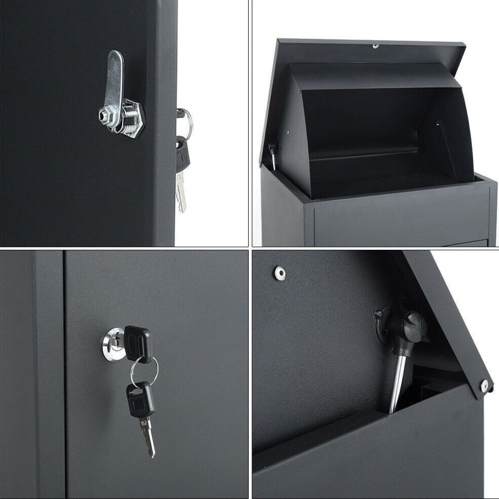 Boîte aux lettres grande taille pour courrier et colis, boîte de dépôt extérieure murale avec 2 clés