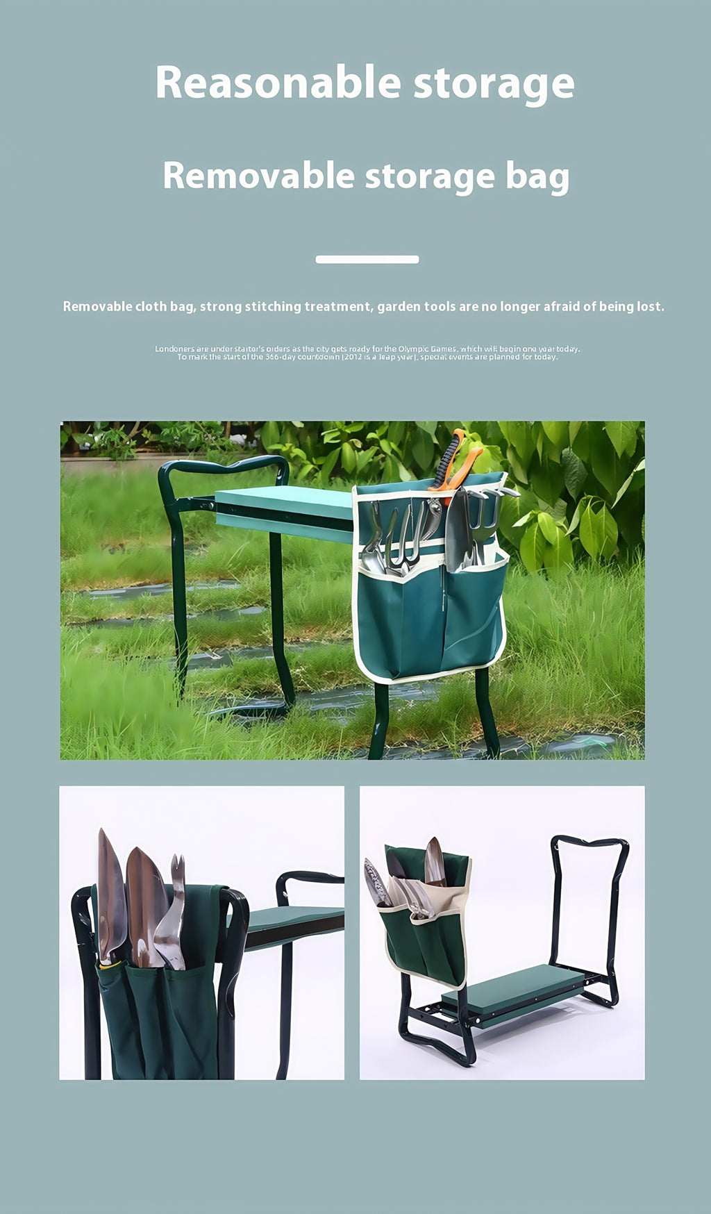 Genouillère et siège de jardin pliable | Outils de jardinage d'extérieur portables, conception peu encombrante, cadre durable en acier inoxydable, coussin épais, idéal pour la plantation de fleurs et le désherbage, jardinage élégant