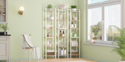 Étagère, Bibliothèque, Étagère Debout, Bibliothèque Étroite, Étagère d'Angle Industrielle, Étagère Mince pour Bureau à Domicile, Salon, Chambre, Cuisine, 6 Niveaux Vintage Marron-Noir
