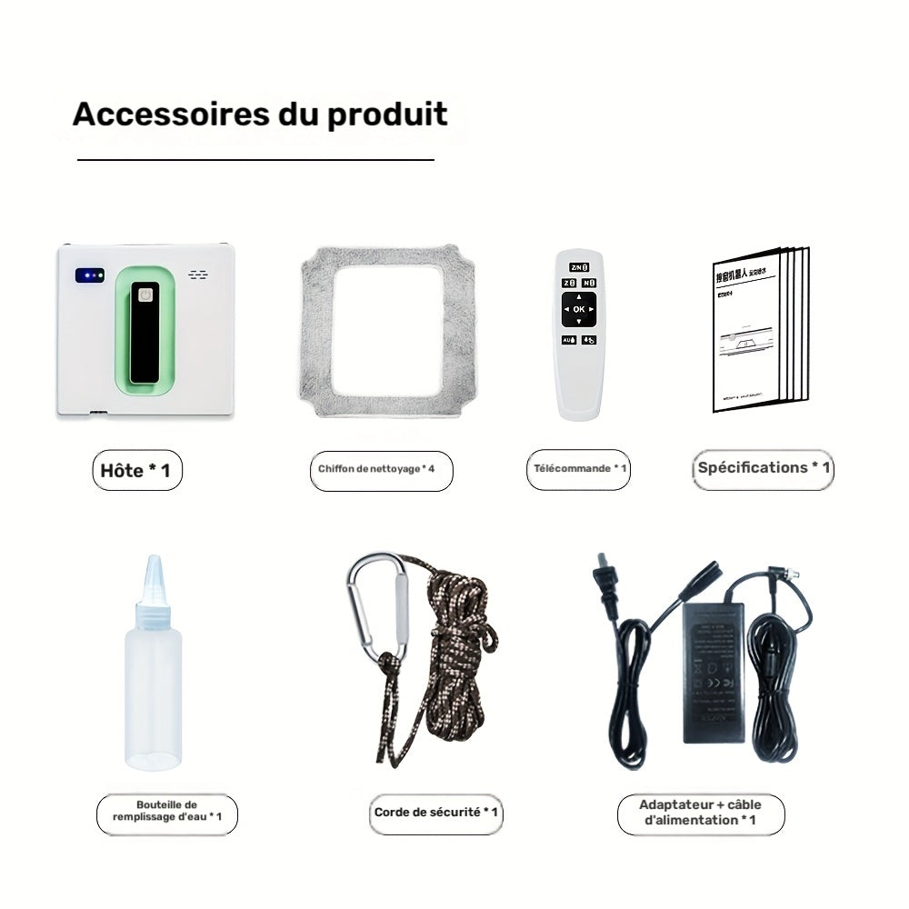 PuRuiKai 21 Nettoyeur Mural - Robot de Nettoyage de Fenêtres Entièrement Automatique avec Double Pulvérisation, Robot de Nettoyage de Vitres Carrées, Outil Intelligent de Nettoyage de Fenêtres Télécommandé, Cadeau d'Halloween