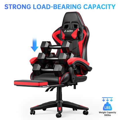 Gartistgo Chaise Gaming Ergonomique - Chaises Gaming avec Coussin Lombaire + Appui-Tête, Chaise de Bureau & Ordinateur Rehausseable pour Adultes, Filles, Garçons (Avec Repose-Pieds)
