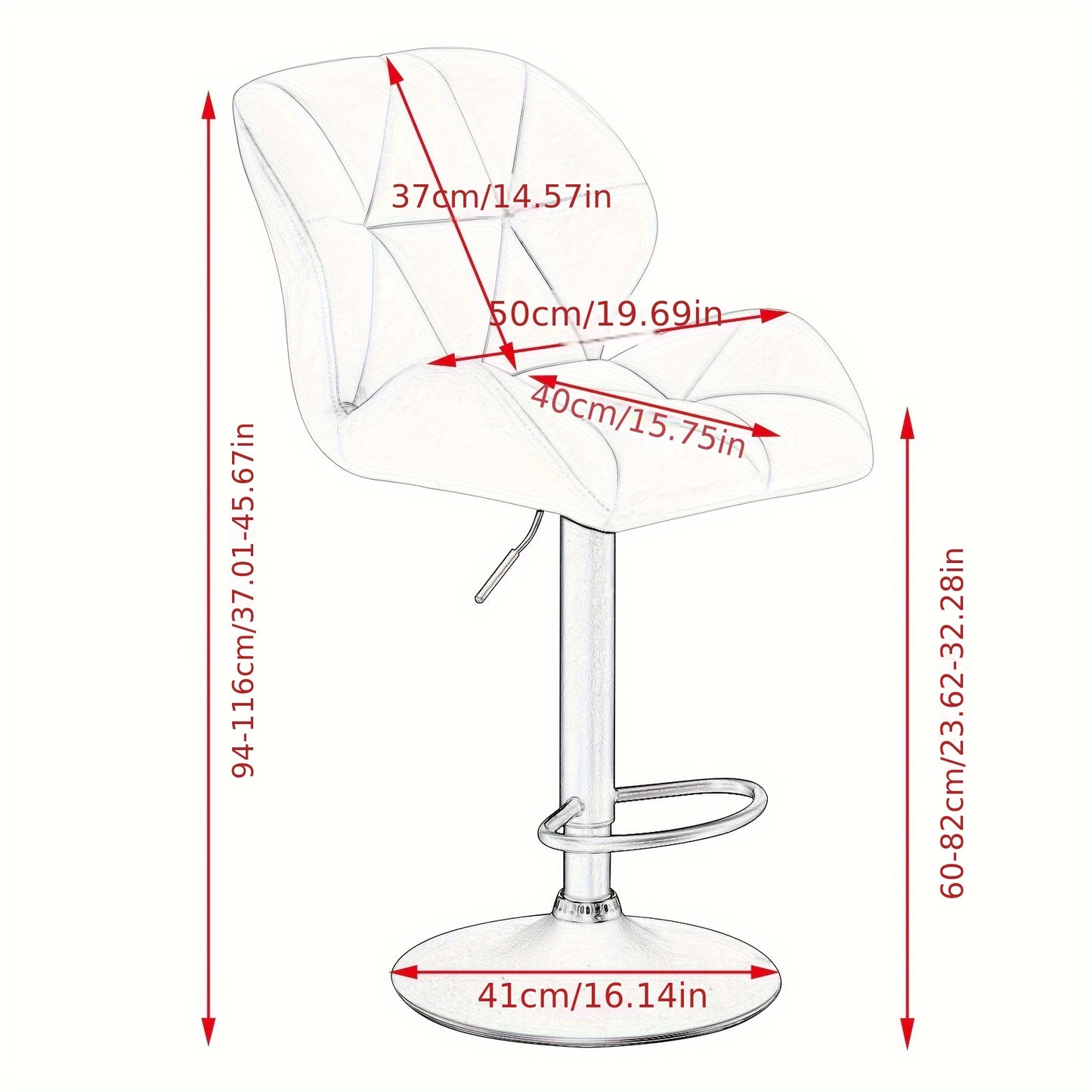 Tabourets de Bar 2pcs, Tabourets de Bistro Design, avec Dossier, Réglables en Hauteur, Rotatifs, en Velours, en Acier