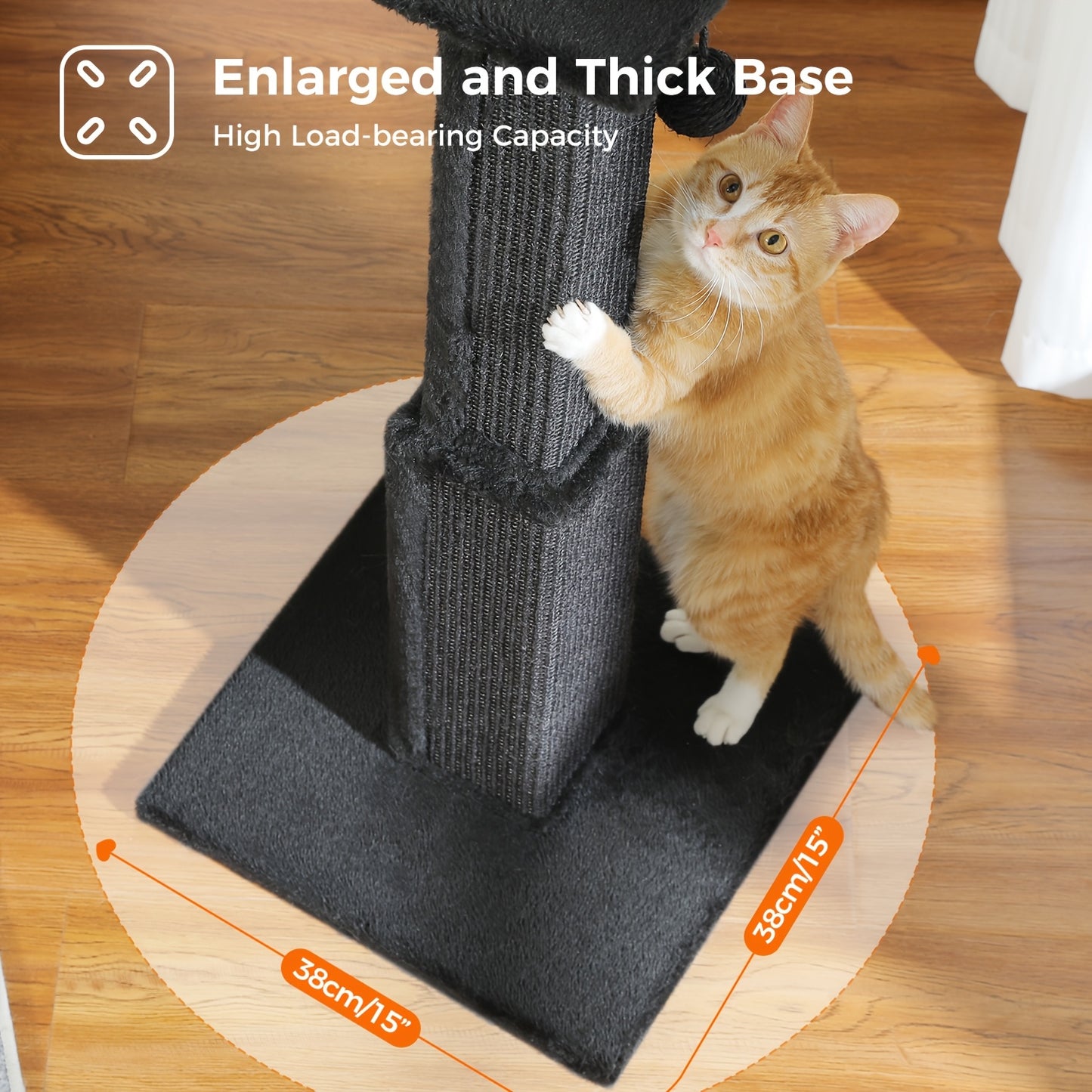 Griffoir pour chat PAWZ Road Large, 80 cm de haut, pour chats adultes d'intérieur, griffoir ultime avec sisal tissé, grande base et balle suspendue amovible