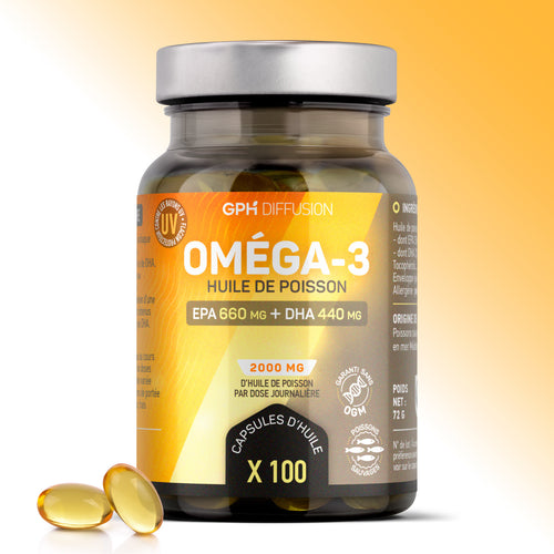 Oméga 3 - Huile de Poissons Sauvages - EPA 660mg / DHA 440mg - capsules - GPH Diffusion