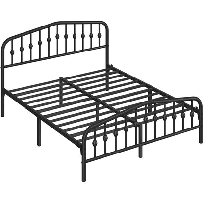 Costoffs Cadre de Lit Double en Métal Moderne - Avec Sommier à Lattes Métalliques - Espace de Rangement Sous-lit - Idéal pour Chambre, Dortoir ou Appoint - Style Industriel Intemporel