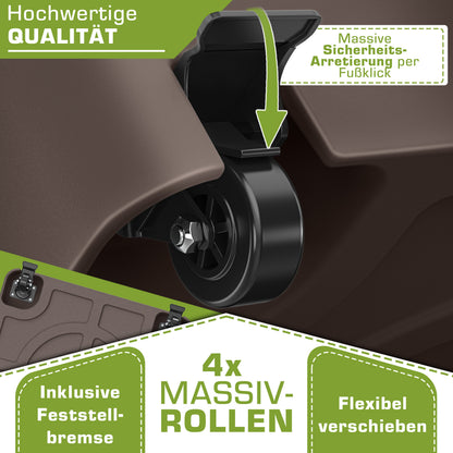 Tillvex® Support de Parasol GRAVIA avec Roues et Freins | Support de Parasol Remplissable 37 Litres / 56 kg | Adapté aux Parasols de Soleil et de Marché Ø 1,8-3,7 m | Roulable, Résistant aux Intempéries et aux UV pour Balcon, Terrasse, Jardin, Petits et G