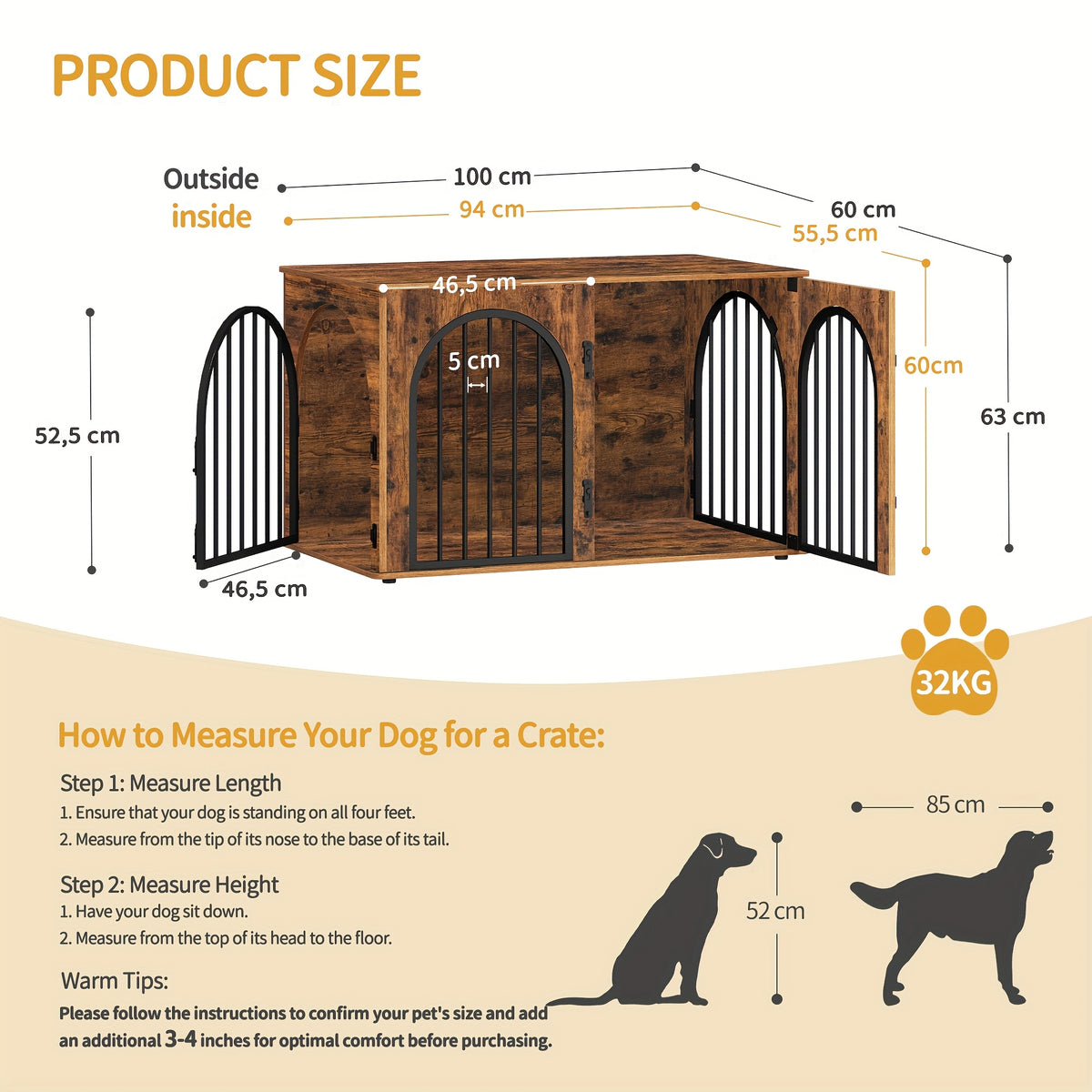 Cage pour chien, 100 cm pour animaux et maison – vue détaillée 2
