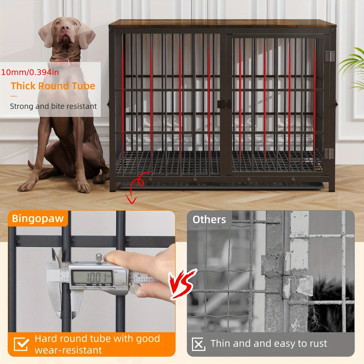 Cage pour chien, bois pour animaux et maison – vue détaillée 15