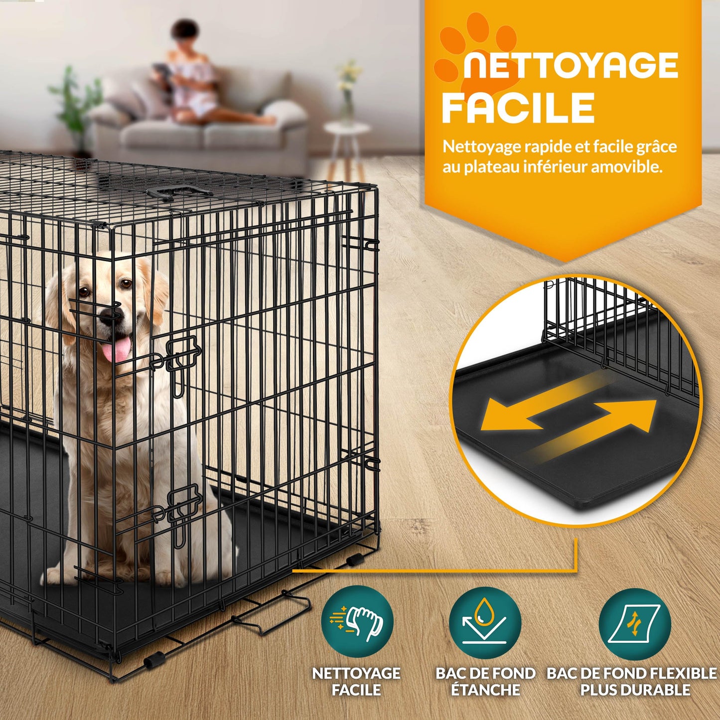 Cage pour chien, pliable pour véhicule et déplacements – vue détaillée 3