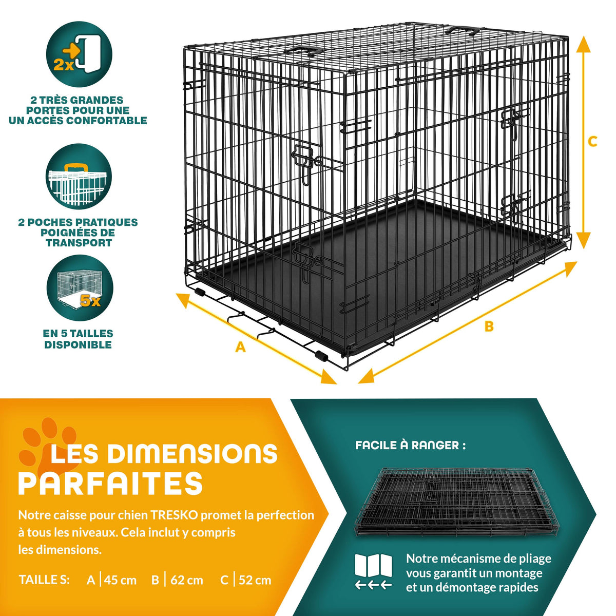 Cage pour chien, pliable pour véhicule et déplacements – vue détaillée 4