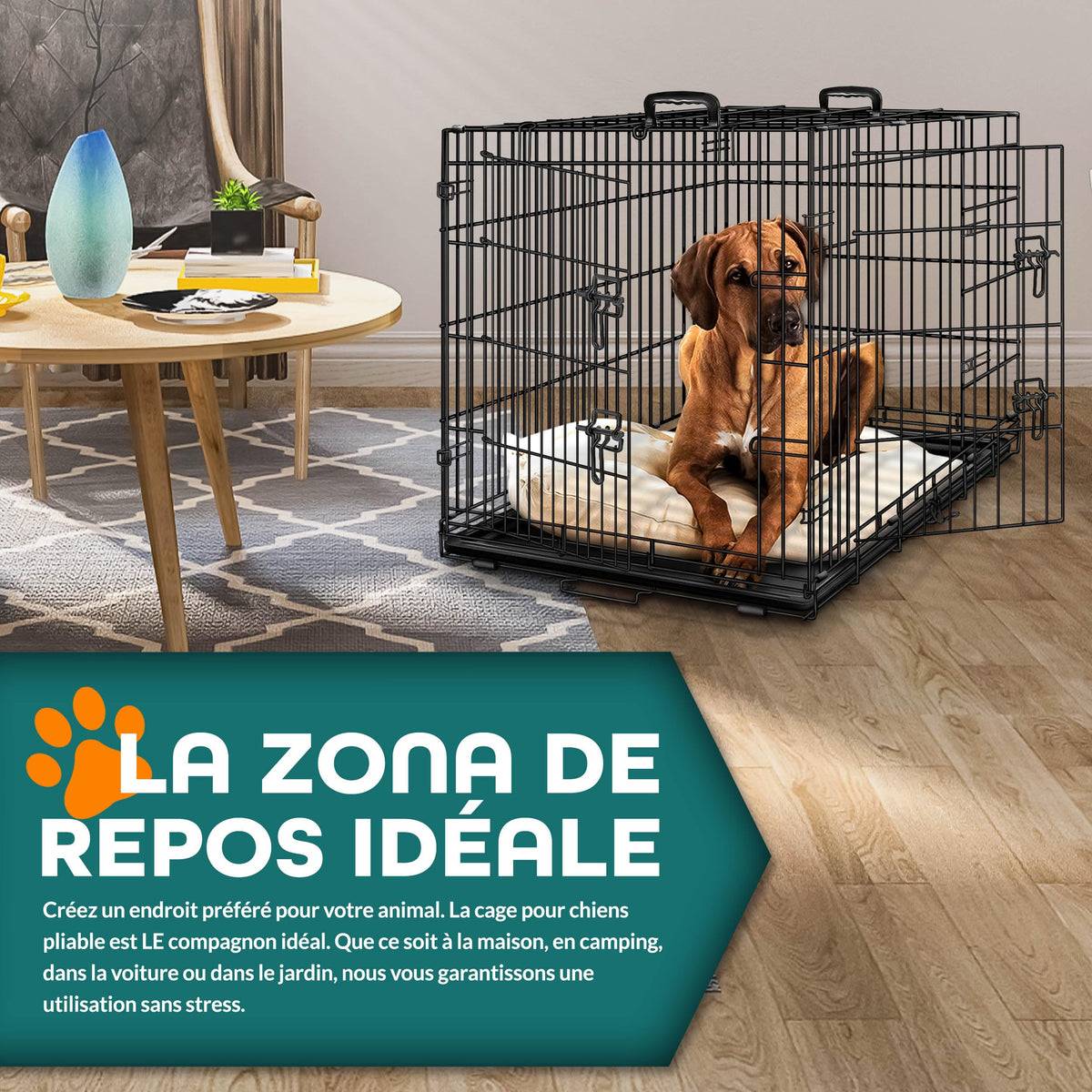 Cage pour chien, pliable pour véhicule et déplacements – vue détaillée 6