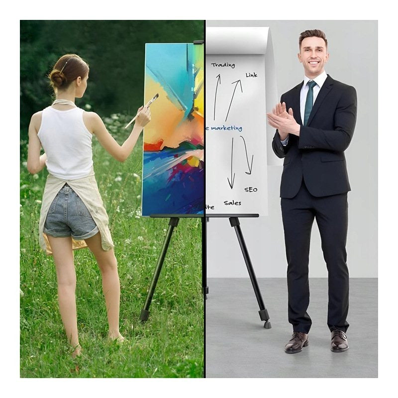 Chevalet d'art professionnel - Base trépied en métal durable avec une hauteur de 50 à 170 cm - Supports de toile multifonctionnels pour peindre sur bureau, au sol et en extérieur - Mallette portable pour studio, classe et décorations de mariage, conceptio