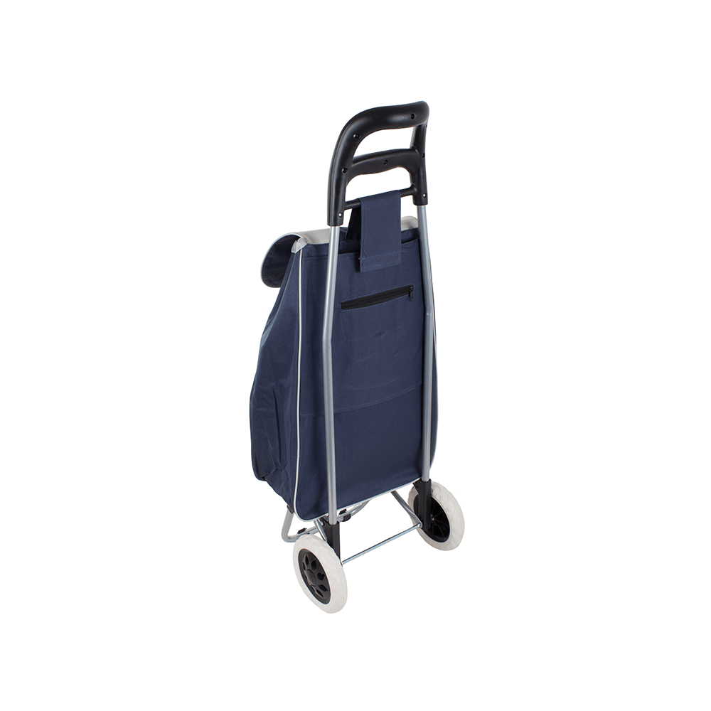 Chariot de courses pliable avec roues, robuste et spacieux, avec poche et poignées, pratique pour transporter des courses lourdes, base stable, grandes roues et poignée durable, en matériau imperméable, facile à nettoyer, poche pour verrouillage ou portef