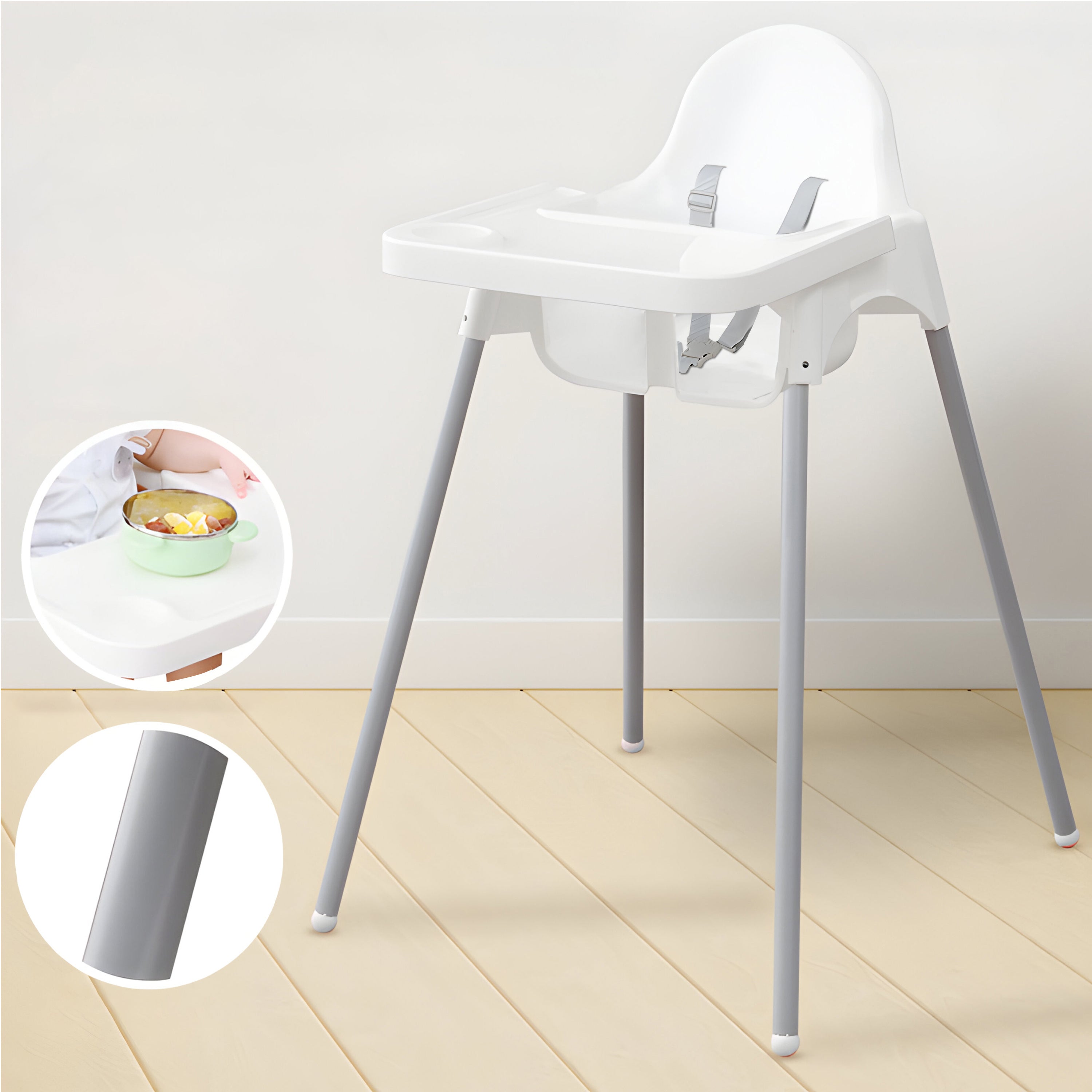 Chaise Haute Pliable Portable pour l'Alimentation des Enfants + Plateau 2En1 - Légère, Facile à Plier et à Déplier, Table Multifonctionnelle pour Enfants avec Ceinture de Sécurité, Construction Durable en Aluminium et ABS, Chaise en Plastique pour Enfants
