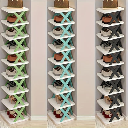Organisateur d'étagère à chaussures d'angle peu encombrant - Étagère en plastique robuste haute et étroite à 6/9 niveaux pour 6/9 paires de chaussures et de bottes, Rangement polyvalent pour entrée, placard, garage, salon, Rangement d'organisateur de chau