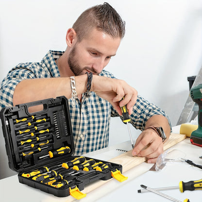 42 pièces Ensemble de Tournevis Magnétiques avec Fente/Phillips/Hex/Torx/Précision - Robustes - Kit Adapté pour Réparation Auto, Usage Domestique, Électronique & DIY - Idéal pour Mécaniciens, Bricoleurs (Cadeau pour la Fête des Pères) - Aucun Assemblage R