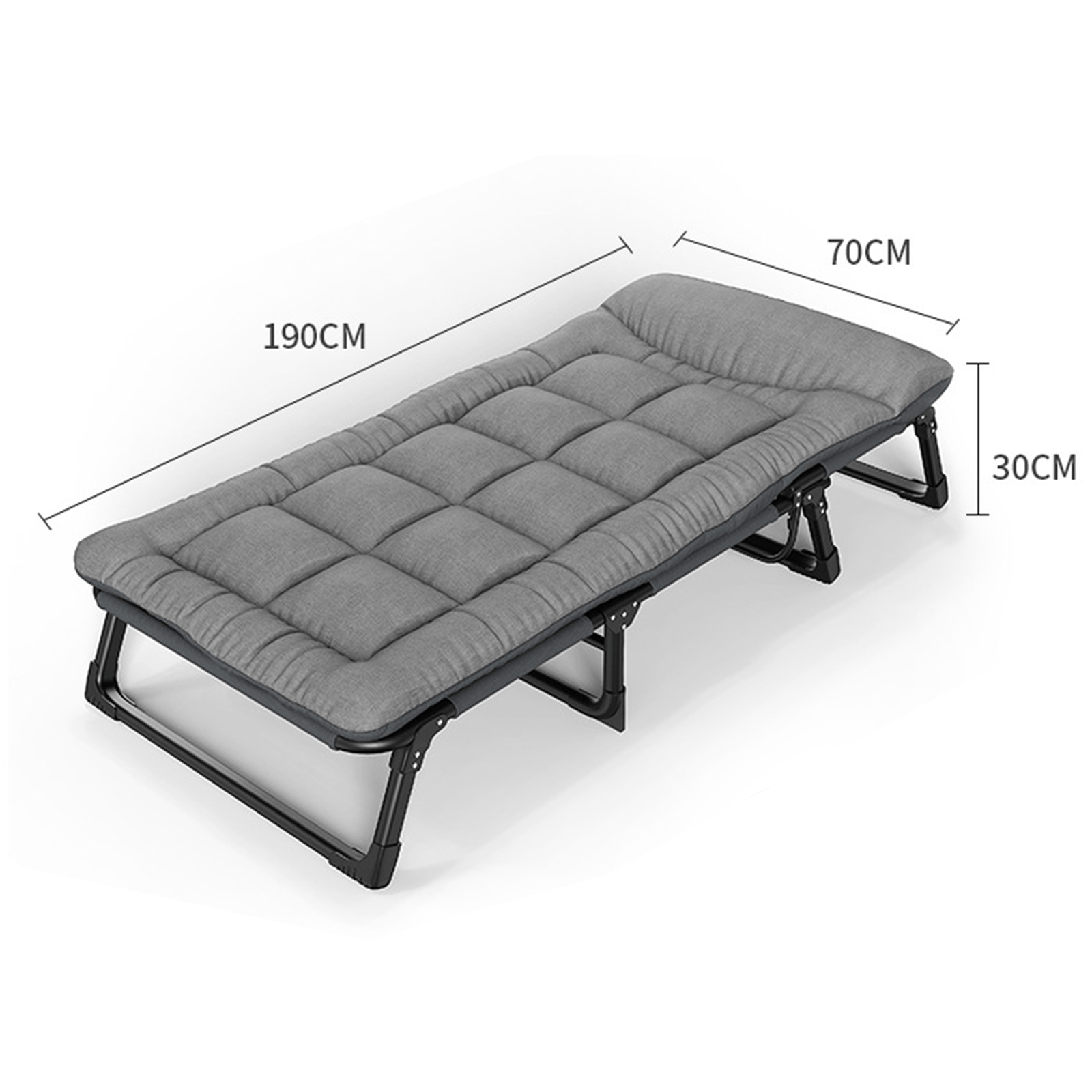 Lit pliant avec matelas moelleux - Lit portable et réglable pour une utilisation intérieure/extérieure, cadre à 4 positions, capacité de poids maximale 440 lb (200 kg) pour camping, chambre d'amis, camping-car, literie de dortoir