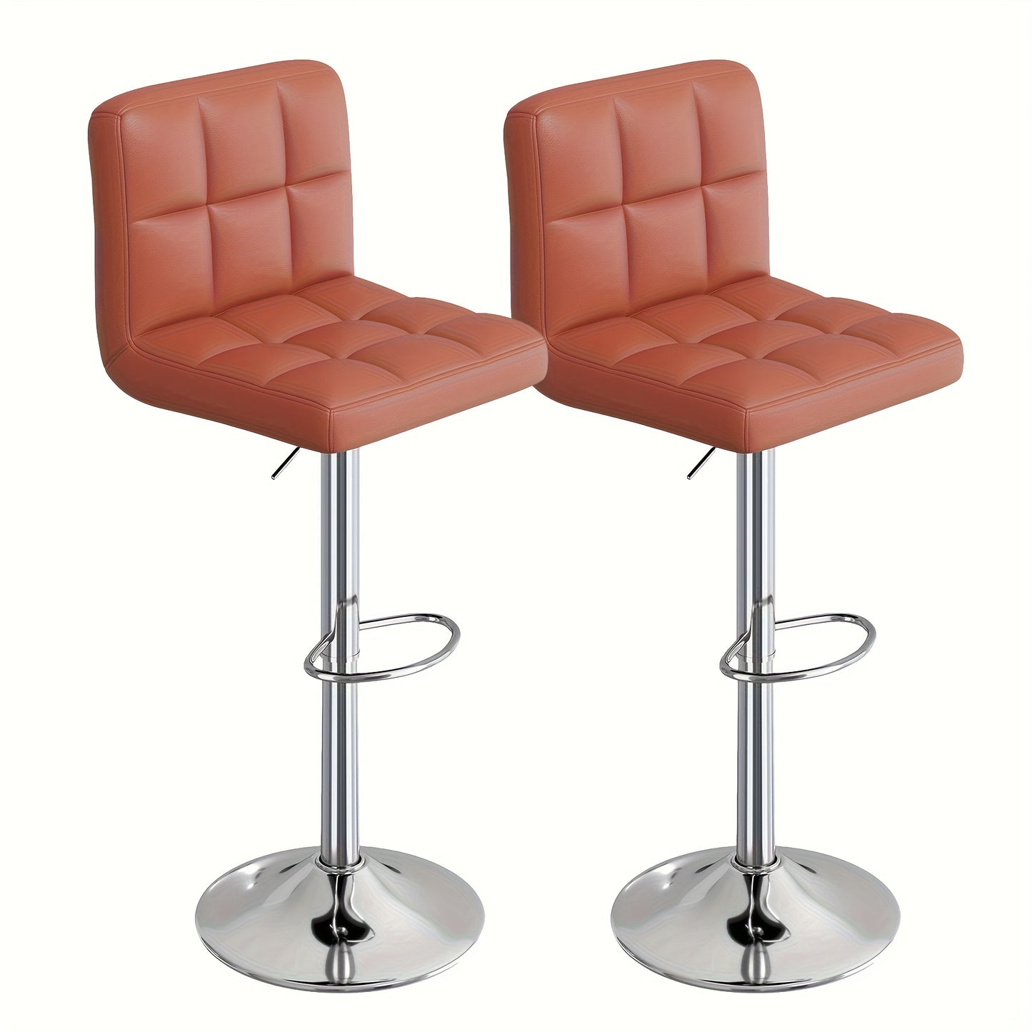 Ensemble de 2 tabourets de bar, tabourets de bar pivotants réglables en cuir PU, chaise de réception, tabourets de comptoir modernes avec dossier et repose-pieds, tabourets de bar de hauteur de comptoir adaptés pour bureau, bar, cuisine, salle à manger