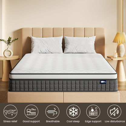Matelas à ressorts de poche Bedstory H3/H4 - 20 cm de hauteur, mousse et housse respirante, isolation des mouvements et soutien de la posture corporelle